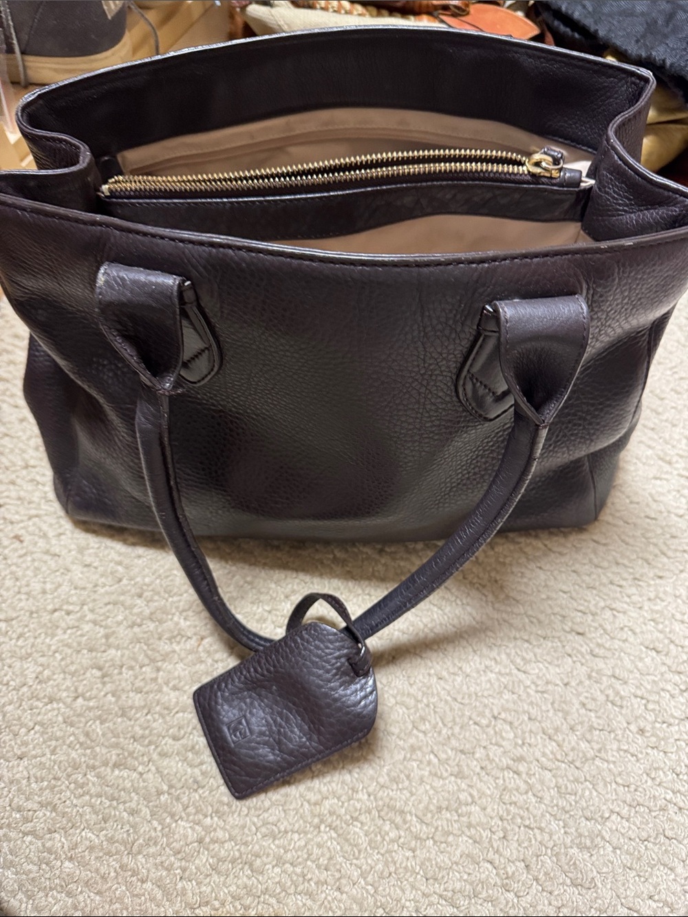 Cole Haan Black Pebble Leather Shoulder Tote